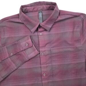 Lululemon Men's Long Sleeve Button Down Shirt Burgundy Plaid Size Large